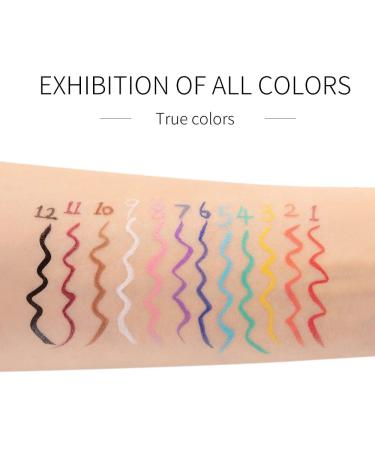 12 Colorful Eyeliner Pen Set - Eye Shadow Pencil & Lip Liner Kit | Professional Waterproof & Retractable Eye Makeup | Metallic, Glitter & Pearl Eyeliner Pencil for Women - Buy Online on GoSupps.com