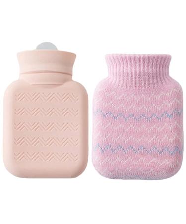 1 set heat bottle Handwarmer Heat Pack Thermal bottle Warming Weamed heating pillow Mini heating pillow belly warmer feet heat explosion-protected thermos bottle glass child silicone pink