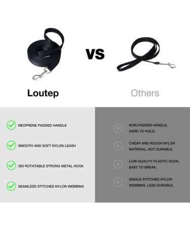 Shop Loutep 3m 5m 10m 15m 20m Long Towline Dog Leash - Strong Nylon with Padded Handle - 30m Black Dog Leash for Effective Training and Walking - Buy Online on GoSupps.com