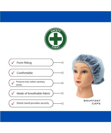 Disposable Bouffant (Hair Net) Caps Spun-bounded Poly Hair Head Cover Net 18 Inches Blue (1000) - Buy Online on GoSupps.com