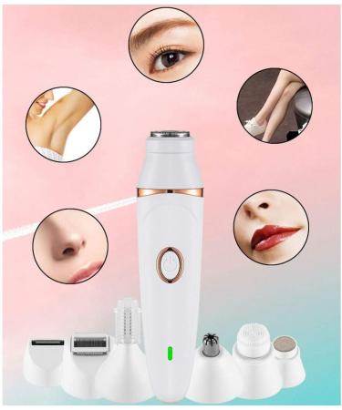 7-in-1 Women's Electric Trimmer & Hair Remover | Rotary Shaving Head Nose & Ear Trimming Brow & Exfoliating Brush - International Shipping Available - Buy Online on GoSupps.com