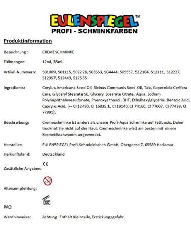 Eulenspiegel 501115 Black Cream Make-up - 35ml for Halloween Carnival & Theme Parties | International Shipping Available - Buy Online on GoSupps.com