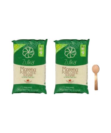 Zulka Pure Cane Sugar Azucar Morena, 2 lb (Pack of 2) Bundle with PrimeTime Direct Spoon in a PTD Sealed Bag