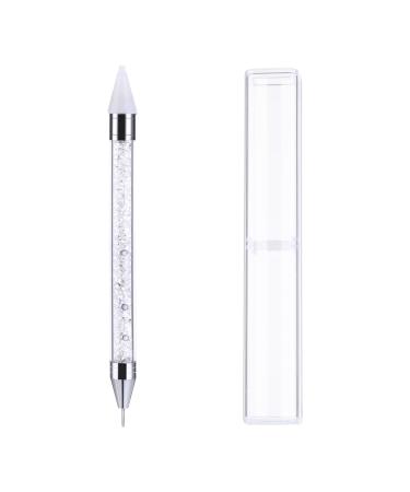 Nail Strass Picker Tool double -sided wax pencils with manicure wax head Point drilling pencil colorful pencils for rhinestones diamond painting street pencils with storage box (white)