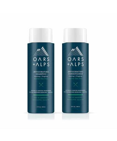 Oars + Alps Men's Sulfate Free Hair Shampoo and Conditioner Set Infused with Witch Hazel and Tea Tree Oil Alpine Tea Tree 12 Fl Oz Each