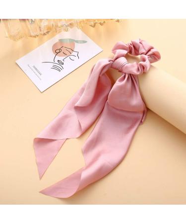 Hair Scarf Scrunchies Set - 7pcs Silky Bowknot Hair Ribbon Ties in Pink/White/Blue/Yellow for Women and Girls - Buy Online on GoSupps.com