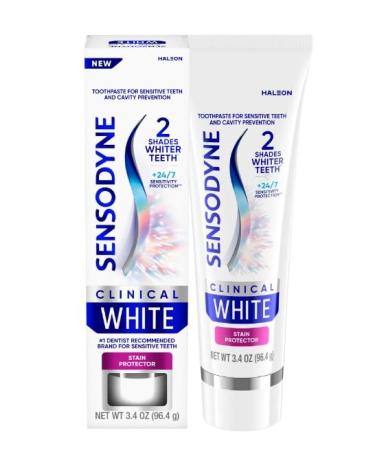 Sensso dynee Clinical White Toothpaste Clinically Proven Whitening for Sensitive Teeth Stain Protector 3.4 Oz for Adults(1 Pack)