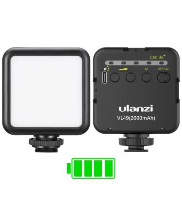 ULANZI VL49 2000mAh LED Video Light w 3 Cold Shoe, Rechargeable Soft Light Panel, Portable Photography Lighting for DJI OSMO Sony DSLR Canon Camera GoPro Vlogging Black - Buy Online on GoSupps.com