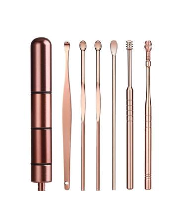 TKFDC 6 Pcs/Set Stainless Steel Spiral Ear Pick Spoon Ear Wax Removal Cleaner Multifunction Portable Ear Pick Ear Care Beauty Tools (Color : D)