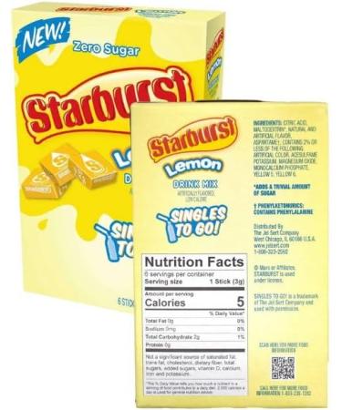 Star-burst Drink Mix 2Flavors in 1Stick Duos Blue Raspberry Lemon and Lemon & Blue Raspberry Singles to go Zero Sugar Juice Drink Mix Low Calorie Drinks 3 Boxes w/ 6 Packets Each (Pack of 3) - Buy Online on GoSupps.com