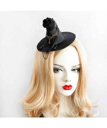 LALAFINA Black Witch Hat Gothic Top Hat Hairpin Halloween Vintage Hat Hair Clip for Cosplay Festival Masquerade - Buy Online on GoSupps.com