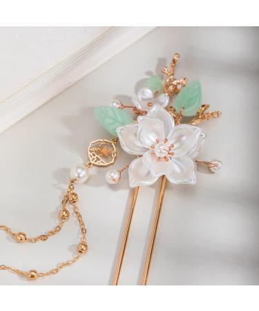 Buy Camellia Flower Pearl Tassels Hair Clip - Handmade Chinese Hanfu Hair Accessories for Women & Girls - Buy Online on GoSupps.com