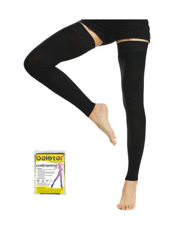 Beister medical compression stockings women & men's thigh support stockings high footless compression stocks firm 20-30 mmHg graded support for varicose veins edema flight black l - Buy Online on GoSupps.com