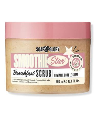 Soap & Glory Smoothie Star Exfoliating Breakfast Body Scrub - Buff & Smooth Body Scrub - Almond & Caramel Scented Body Polish - Brightening Body Scrub with Honey Extract + Sweet Almond Oil (300ml)