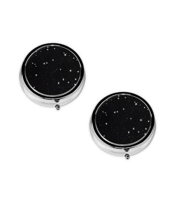 Starry Divination Constellation Printed Mini Round Pill Box Pill Box 3 Compartment Medicine Pill Case Pill Organizer Travel Pillbox Portable Pill Box for Pocket Home Office Use