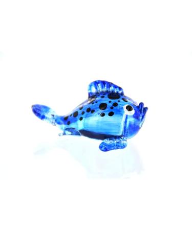 Kugelfisch blue with black dots - figure made of glass buffer - glass figure glass fish coral fish decorative fish decoration set box showcase showcase aquarium