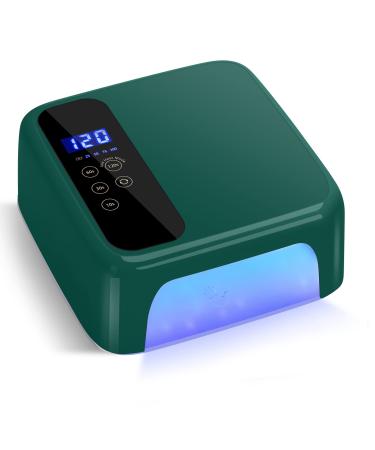 XttnBM Cordless UV LED Nail Lamp 72W Professional Nail Dryer with Touch Screen, 36 UV/LED Beads, 15600mAh Rechargeable Battery, 4 Timers, Auto Sensor, Portable Gel UV LED Curing Light Lamp for Nails Green