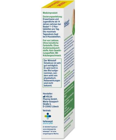 Teteseept Gastrointestinal Relaxation Chewing Tablets - Herbal Flavor for Flatulence & Stomach Pressure Relief - High-Dose Simeticon - 20 Pieces Pack - Buy Online on GoSupps.com