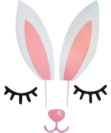 Easter Bunny Ears Cake Topper Decorations with Eyelashes Nose Picks for Easter Rabbit Theme Happy Birthday Spring Easter Party Decor Supplies - Buy Online on GoSupps.com