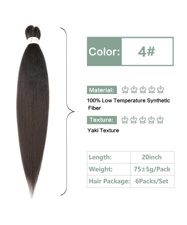 Easy Braid Pre-Stretched 20 Inch Braiding Hair Extensions Yaki Textured Crochet Synthetic Hair (6 Packs 4#) for Hot Water Setting - Buy Online on GoSupps.com
