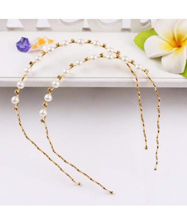 Lurrose Pearl Crystal Headband - Elegant Wedding & Party Hair Accessories (Silver & Gold) | 2 Pieces - International Shipping Available - Buy Online on GoSupps.com