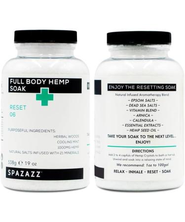 Spazazz Full Body Hemp Soak 1000mg - Aromatherapy Bath Salts for Spa & Hot Tub - 538g/19oz - Buy Online on GoSupps.com
