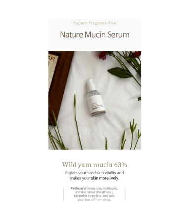 VEGREEN Nature Mucin Facial Serum 50ml - Hydrating Vegan Serum with Peptides, Ceramide & Niacinamide for Dry & Sensitive Skin | Korean Plant-Based Formula with Wild Yam Mucin - Snail Mucin Alternative, Fragrance-Free - Buy Online on GoSupps.com