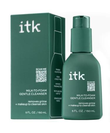 ITK Milk-to-Foam Gentle Cleanser - Pro Vitamin B5 2-in-1 Face Wash & Makeup Remover for All Skin Types | Pineapple & Coconut Enzyme | 5 oz - Buy Online on GoSupps.com