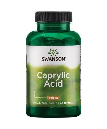 Swanson Caprylic Acid (Caprylic Acid) 600mg 60 Soft Capsules Highly Dosed Lab Tested Soy Free Gluten Free Non-GMO