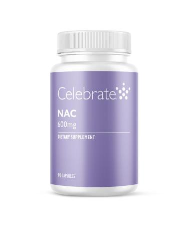 Celebrate Vitamins NAC (N-Acetyl Cysteine) Supplement, 600mg per Capsule, Gluten Free, Non-GMO, 90 Capsules