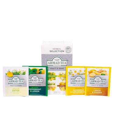 Ahmad Tea Herbal Fruit and Herb Selection Detox Teabags - 20 ct, Decaf and Sugar-Free - Buy Online on GoSupps.com