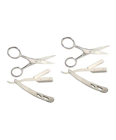 JECOMPRIS 4pcs Razors Hairdressing Shaving Tools Razor Made of Stainless Steel Eyebrow Trimming Scissors Silverx2pcs 2pcsx2pcs
