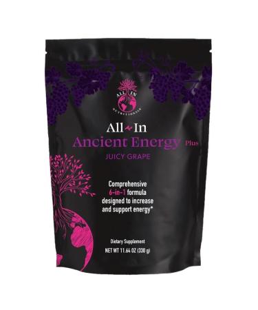 All In Nutritionals Ancient Energy Plus Powdered Supplement Juicy Grape - 30 Servings 1 Scoop Coconut Sugar Monk Fruit Reb M Sustained Energy Mental Clarity Focus No Jitters No Crash