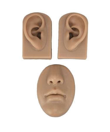 Luqeeg Soft Silicone Ear Model 3D Flexible Nose and Mouth Model for Practicing Suture Silicone Body Part Model Simulation Display Props Set for Acupuncture Jewelry Display Teaching Tool(3)