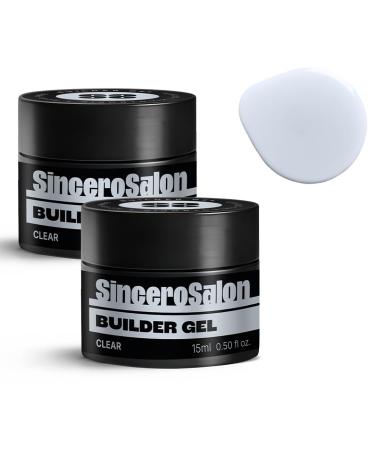 SINCERO SALON Gel Construction Ongle UV Set - Clear - TPO Free - Nail Extension et Modelage - Gel UV LED pour Prot ger les Ongles Cass s - Renforcement - Manucure de R paration - 2x15ml Clear x2