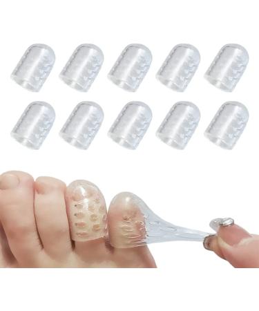 Silicone Anti-Friction Toe Protector Gel Toe Protectors Breathable Toe Covers Soft Gel Toe Cap and Protector Toe Sleeves for Corns Blisters and Ingrown Toenails (10 PCS)