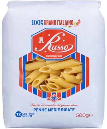  Italian Gourmet E.R. Russo Penne Medie Rigate No. 123 Durum Wheat Pasta 100% Italian Wheat 500g + 400g Box of 5 - Buy Online on GoSupps.com