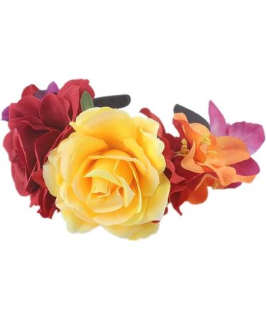 Mexican Flower Crown Headband Halloween Hairband Rose Flower Crown Headpiece Floral Hair Accessories for Cosplay Carnival Party Beach Vacaton - Buy Online on GoSupps.com