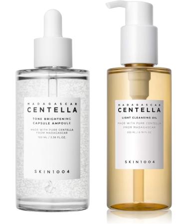 SKIN1004 Madagascar Centella Tone Brightening Capsule Ampoule 100ml and Light Cleansing Oil 200ml Bundle