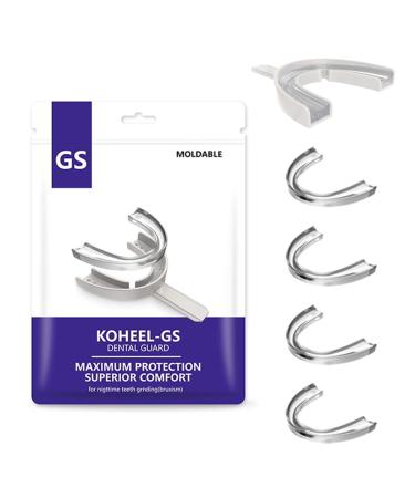 KOHEEL Mouth Guard with Forming Tray Moldable and Easy to Use Dental Guard Stops Bruxism Night Guard 5 Count (White Large Sizes)