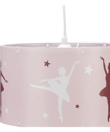 Relaxdays Ballerina Hanging Lamp for Girls - Pink Children's Pendant Light with Star Mobile 30x30x140 cm - Buy Online on GoSupps.com