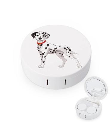 Cute Dalmatian Dog Round Case For Contact Lens Kit Storage Box with Mirror Printed