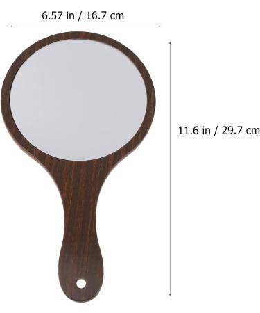 Beaupretty Handheld Makeup Mirror with Yellow Wood Handle - Portable Retro Vanity Pocket Mirror for Women - Outdoor Travel Mirror - 29.7x16.7cm - Buy Online on GoSupps.com