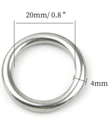 Hamineler 20 PCS Smoothing Welded 304 Stainless Steel O-Ring Welded Round Rings for Camping Belt  Dog Leashes  Luggage Accessories (4mm20mm ID) - Buy Online on GoSupps.com
