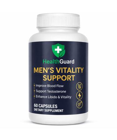 HealthGuard Men s Vitality Support Horny Goat Weed Maca Fenugreek & L-Arginine Natural Performance Support Supplement 60 Capsules