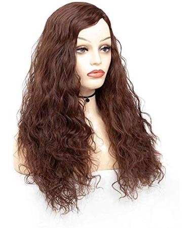24-Inch Long Curly Dark Brown Synthetic Wig for Women - Free Wig Cap Included | Stylish Middle Part Hair - Buy Online on GoSupps.com