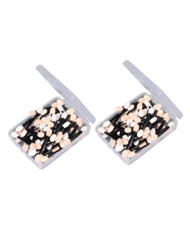 NOLITOY 100 Pcs Makeup Brush Long Eyeshadow Applicators Dual Sided Eyeshadow Brush Eye Shadow Double Sided Size 2 Black