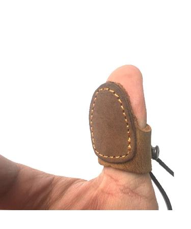 Nachvorn Soft Leather Thumb Ring Archery Finger Protector for Mongolian Reurve Bow Finger Guard for Traditional Bow Protector Shooting Glove Brown
