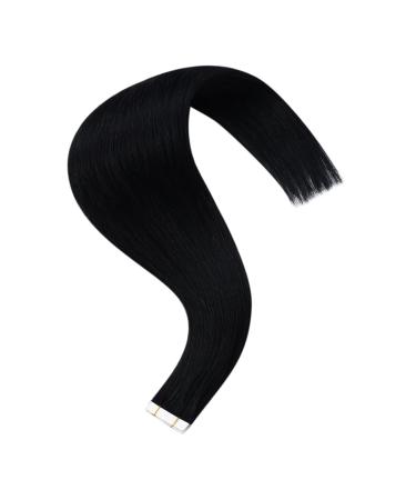 Youngsee Black Tape In Hair Extensions | 45cm Real Virgin Hair | Smooth Skin Weft | 5pcs 12.5g #1 - Buy Online on GoSupps.com