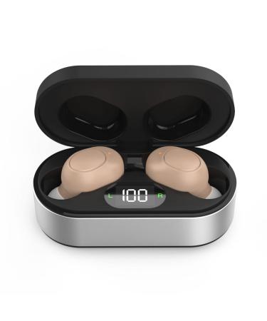 Movocrooi Rechargeable Hearing Aids for Adults Gain of 35dB, No Whistling & Noise Cancelling Hearing Amplifiers Devices for Adults Hearing Loss, LED Power Display Charging Box with Magnetic Contact